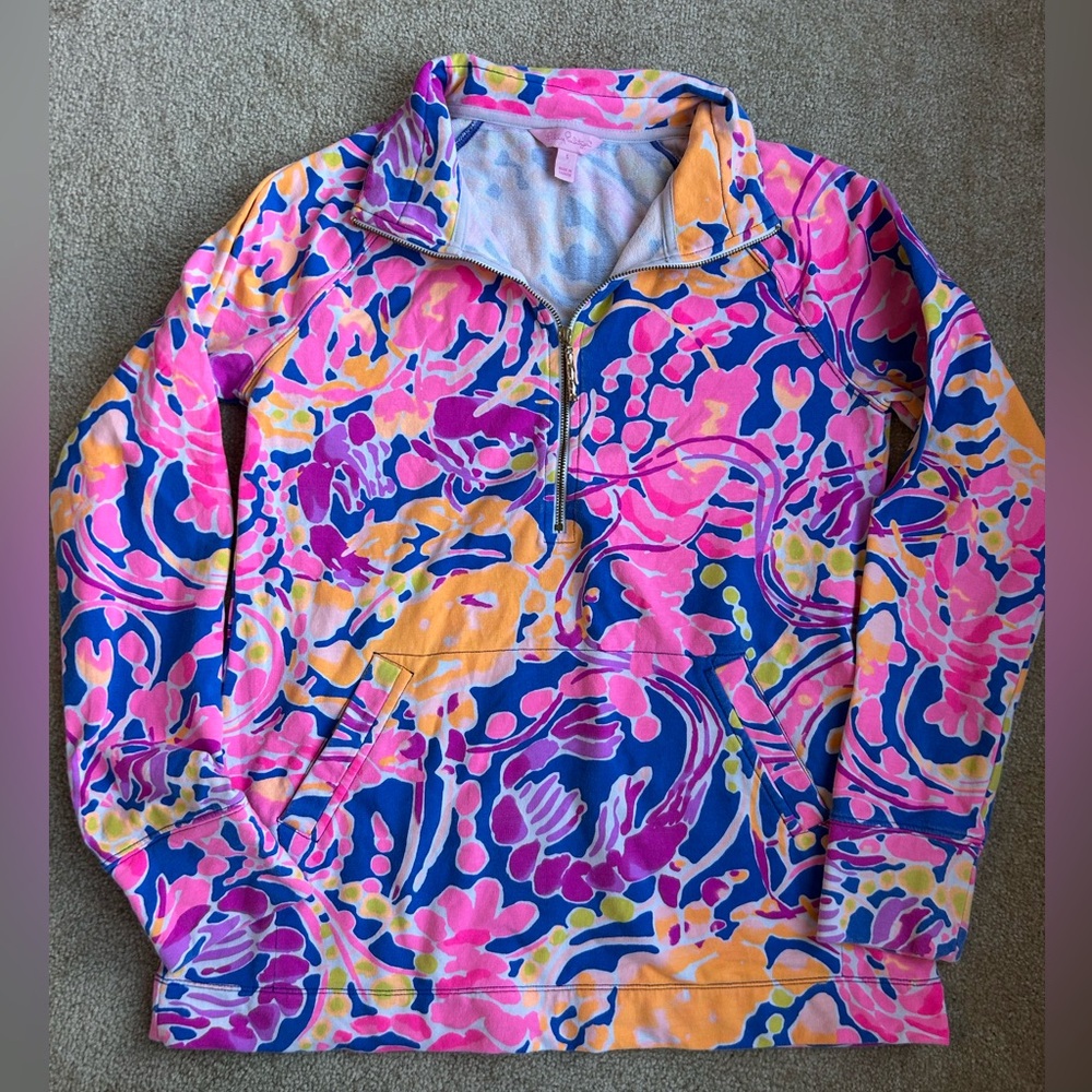 Lilly Pulitzer Colorful quarter Zip-Up Jacket size SMALL with gold zipper